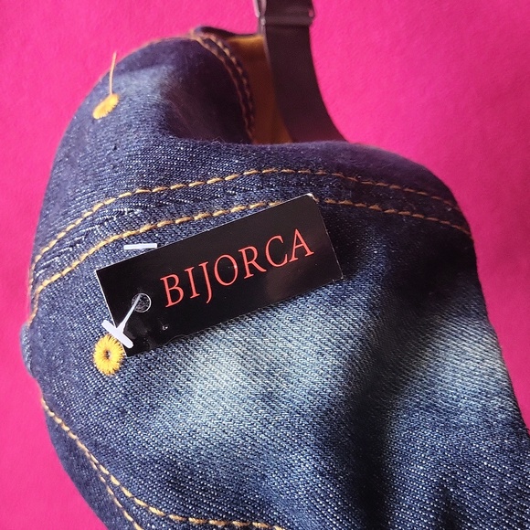 Bling denim ball cap Fleur de lis Mardi Gras colors - Picture 4 of 7